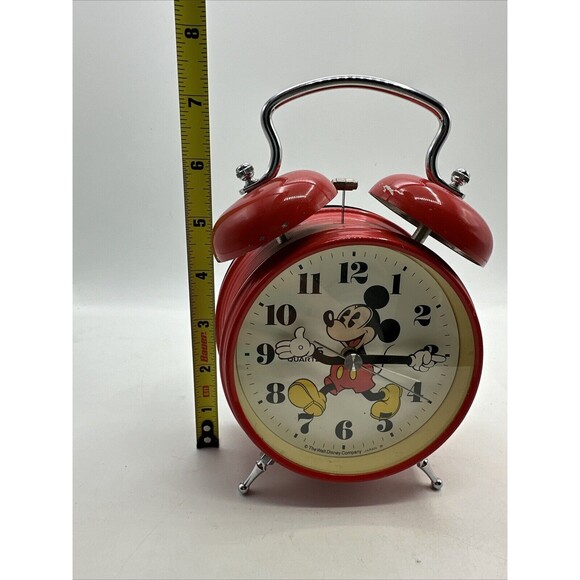 Vintage Mickey Mouse Red Alarm Clock Lorus Quartz Battery Operated-PARTS ONLY - Picture 11 of 12